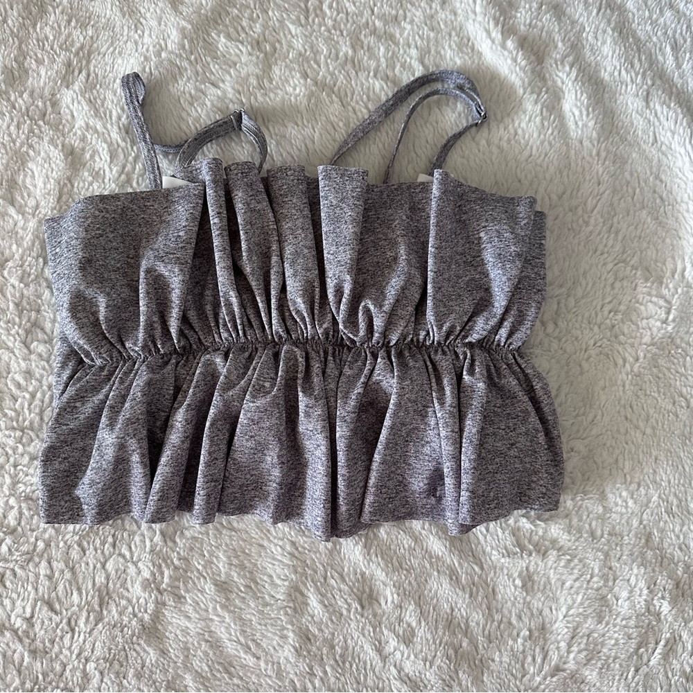 Kortni Jeane Dark Heather Grey Oversized Ruffle OSR